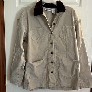 Vintage, Bill Blass, corduroy jacket, tan with brown velvet collar, size L